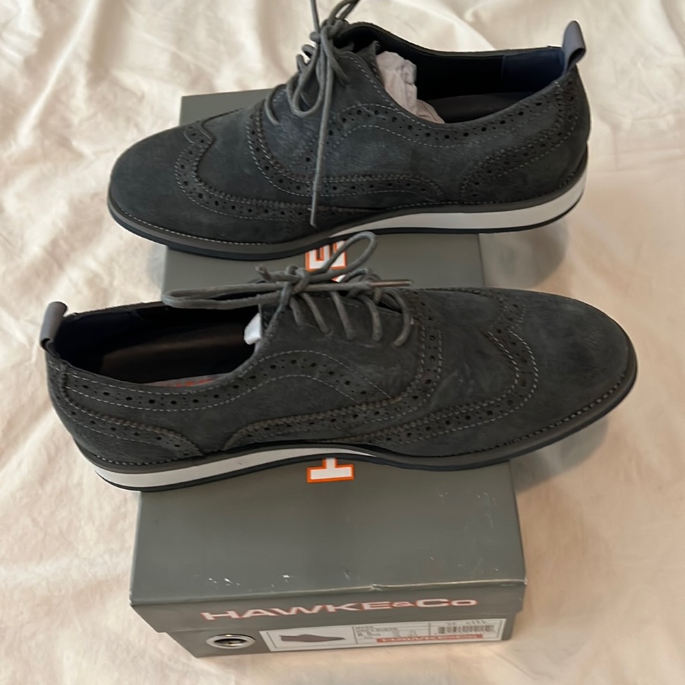 Hawke & Co Grey Suede Wing Tip Shoes